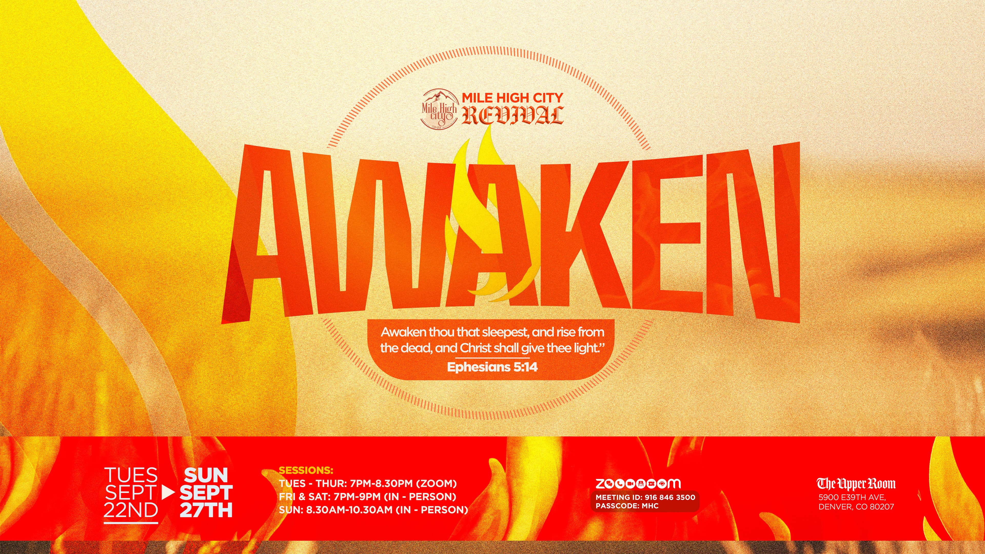 Awaken revival schedule and venue artwork